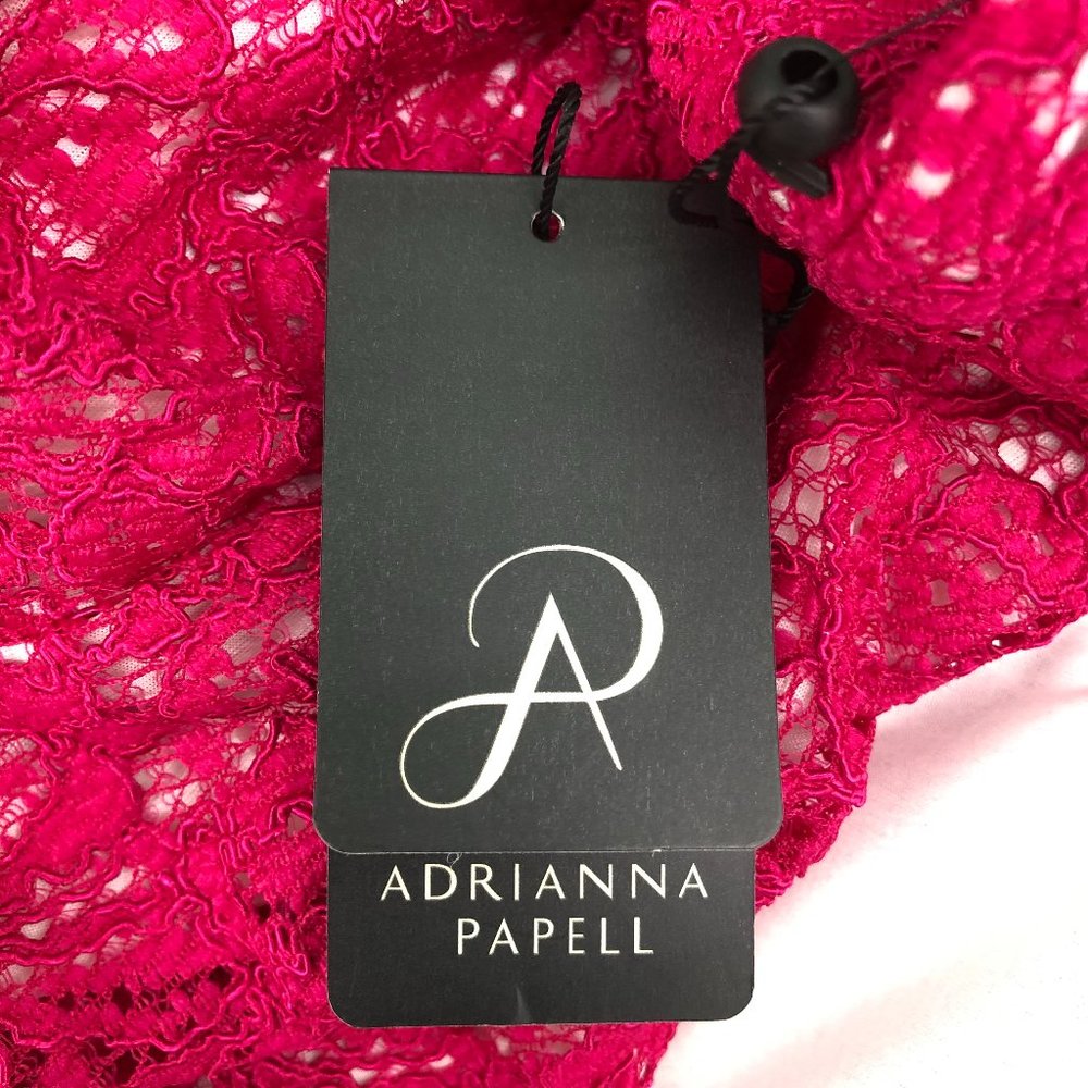 NWT Adrianna Papell Hot Pink Floral Lace Dress - Picture 8 of 10